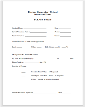 dismissal form 